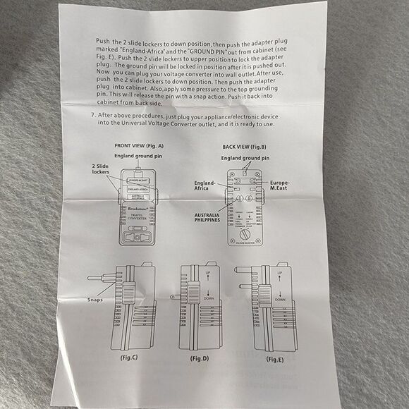 Brookstone Universal Voltage and Outlet Adapter Travel Companion Europe - Picture 10 of 10